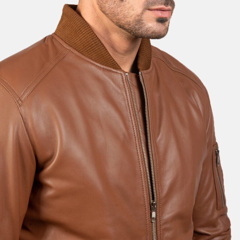 Mens Bomia Ma-1 Brown Leather Bomber Jacket7823-9-1578916207053